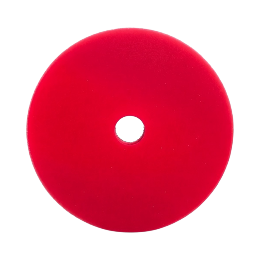 The Detail Warehouse Apex Customs red German foam finishing pad for car paint wax and sealant application