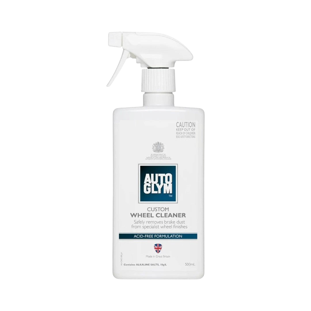 The Detail Warehouse Autoglym Custom Wheel Cleaner 500ml spray bottle for gentle and effective alloy wheel cleaning.