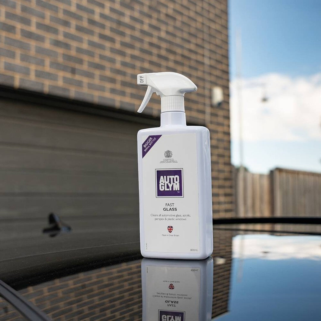 The Detail Warehouse Autoglym Fast Glass 500ml spray bottle for streak-free cleaning of car windows and plastic