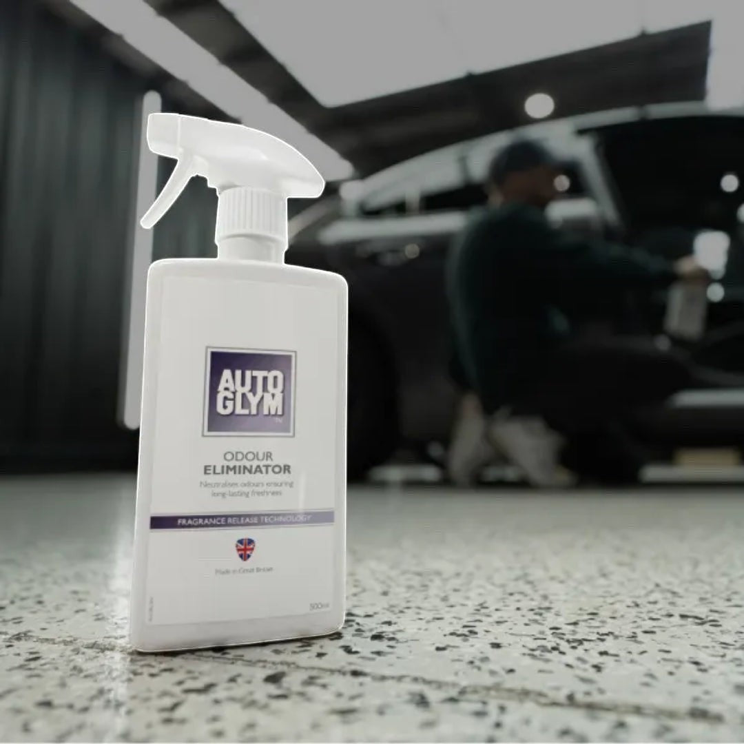 The Detail Warehouse Autoglym Odour Eliminator 500ml spray bottle for neutralising car interior smells.
