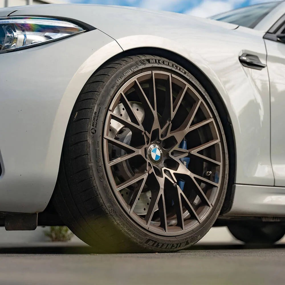 The Detail Warehouse Autoglym Advanced Wheel Cleaner used on a clean alloy wheel of a white car