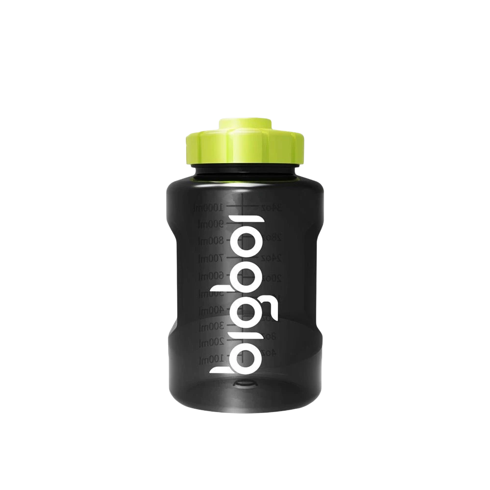 The Detail Warehouse BigBoi 1L transparent replacement bottle for FoamR foam cannons with a wide-mouth lime green cap.