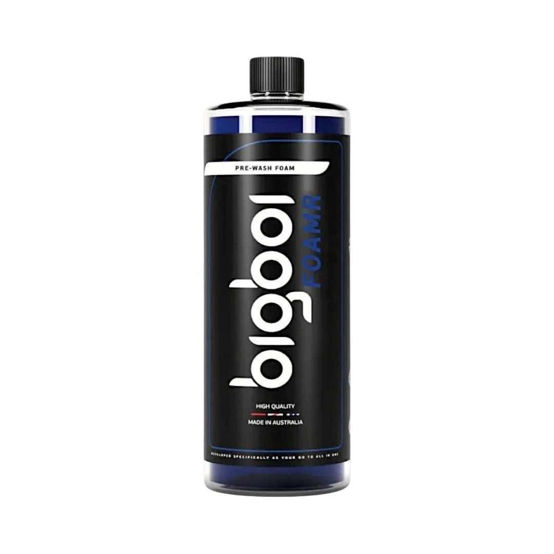 The Detail Warehouse BigBoi FOAMR Pre Wash 500mL bottle with blue liquid and black label for car detailing.