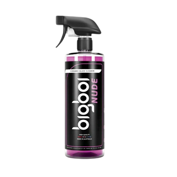 The Detail Warehouse BigBoi NUDE hydrophobic ceramic glass cleaner spray bottle with a purple liquid formula.