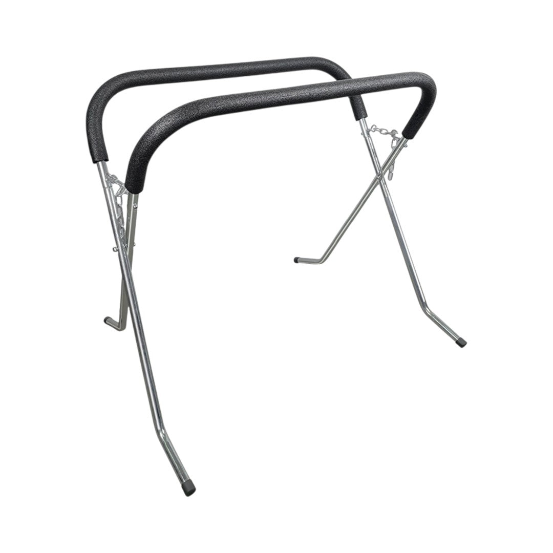 The Detail Warehouse foldable curved-leg work stand with foam-padded arms for holding automotive panels securely.