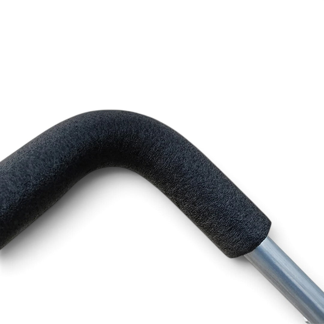 The Detail Warehouse CAM curved leg panel stand arm with protective black EPE foam padding on a steel frame