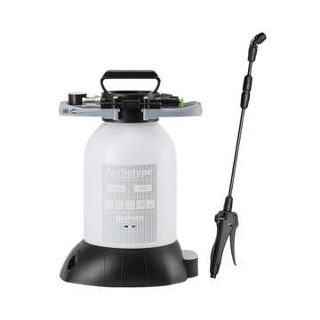The Detail Warehouse Epoca 5L PRO pressure foamer with EPDM seals, white tank, black base, and adjustable spray lance.