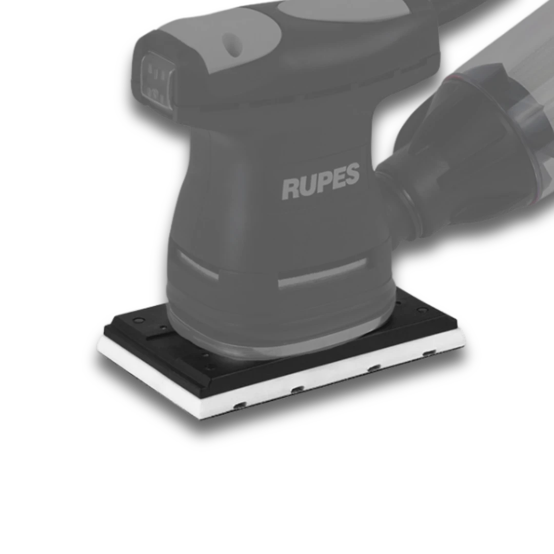 The Detail Warehouse Rupes LE71T polyurethane rectangular backing plate with multi-hole velcro for orbital sanders