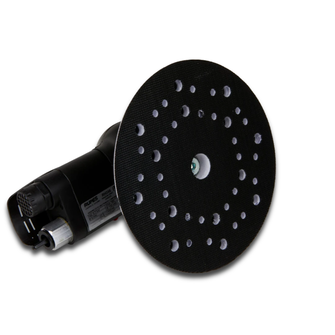 The Detail Warehouse Rupes RH359A Skorpio III pneumatic random orbital sander with 150mm velcro backing plate.