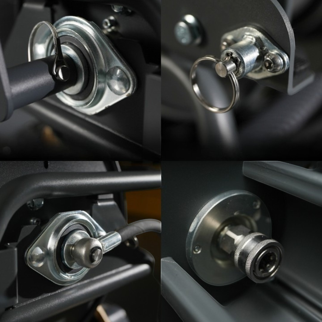 The Detail Warehouse ACTIVE Wash Cart stainless steel valve system and quick-connect hose fittings close-up