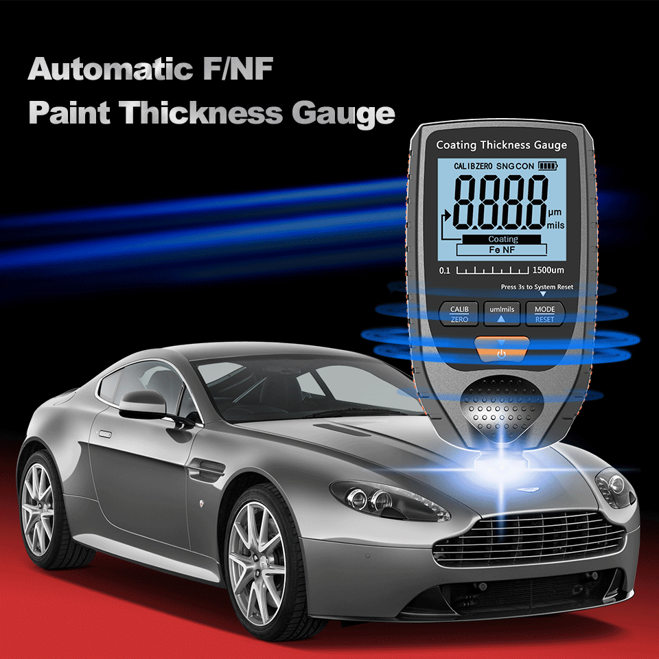 Digital Paint Thickness Gauge - LCD Backlight Meter 0-1500 Micron