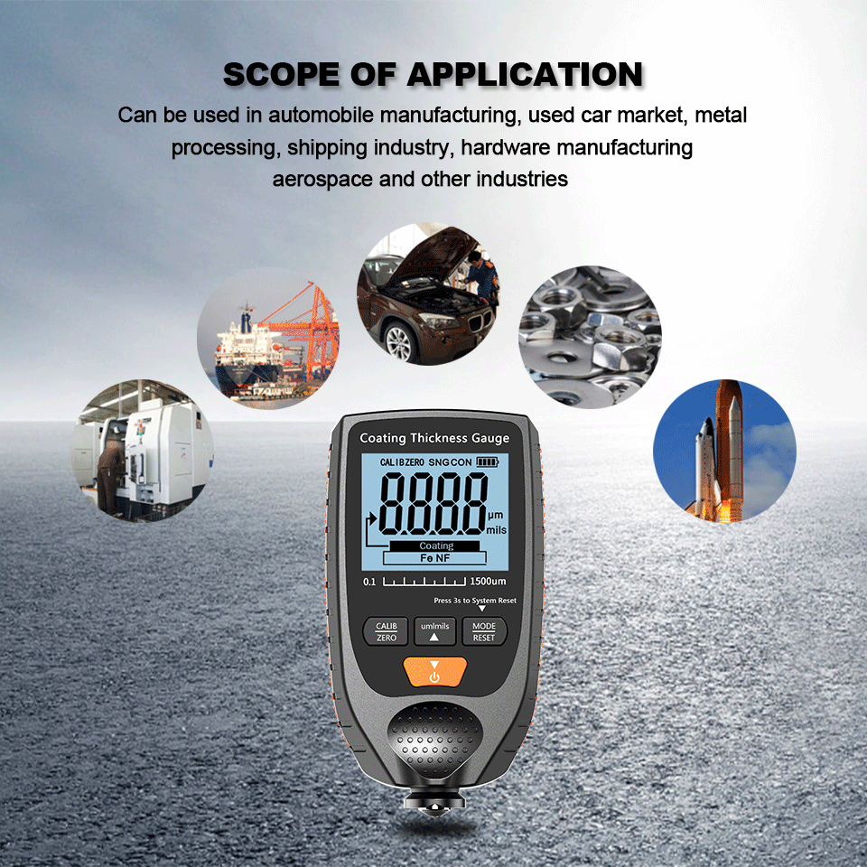 Digital Paint Thickness Gauge - LCD Backlight Meter 0-1500 Micron