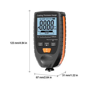 Digital Paint Thickness Gauge - LCD Backlight Meter 0-1500 Micron