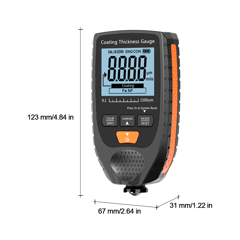 Digital Paint Thickness Gauge - LCD Backlight Meter 0-1500 Micron