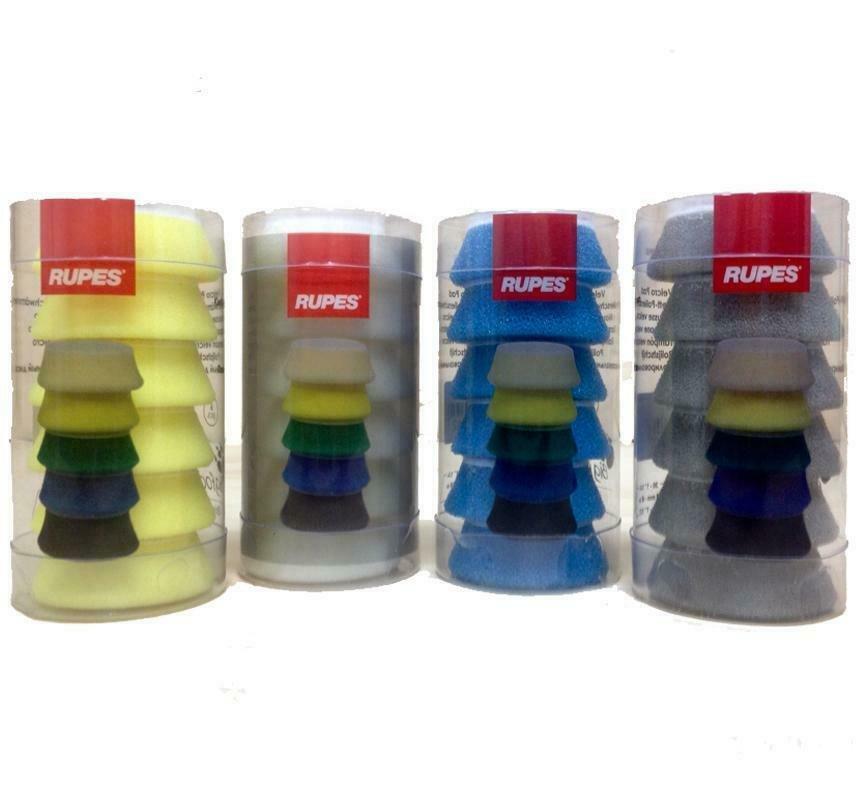 Rupes Ibrid Nano FOAM &amp; WOOL Pads - Blue / Yellow / White